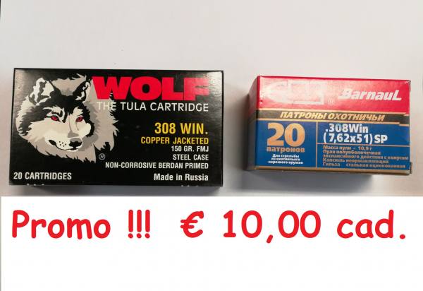 Promo munizioni Wolf - Barnaul 308W € 10,00