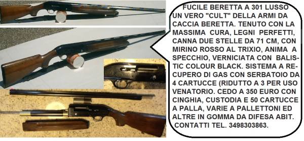 fucile Beretta A 301 Sport, cal 12, 2 stelle, canna da 71